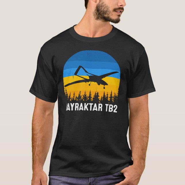 Camiseta Dron turco Bayraktar TB2 apoya la etiqueta de Ucra (Anverso)