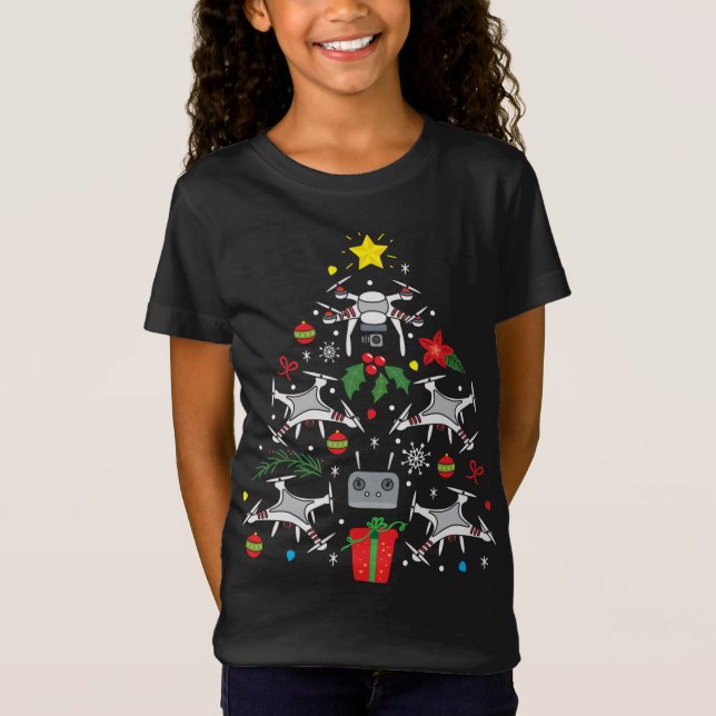 Camiseta Drone Christmas Ornament Tree Funny Xmas Gift (Anverso)