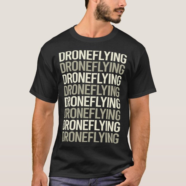 Camiseta Drone de texto blanco volando drones (Anverso)