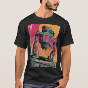 Camiseta Drone DJ flotante — Tornamesa retro con neón calie