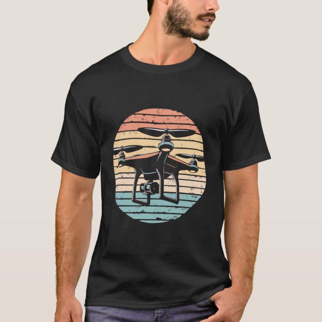 Camiseta Drone Quadcopter Drone Pilot Drone Volando Retro (Anverso)