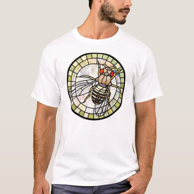 Camiseta Drosophila del vitral (mosca del vinagre) (Anverso)