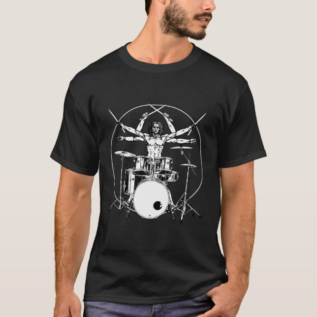 Camiseta Drum Gift Drum Da Vinci Hombre Drummer (Anverso)