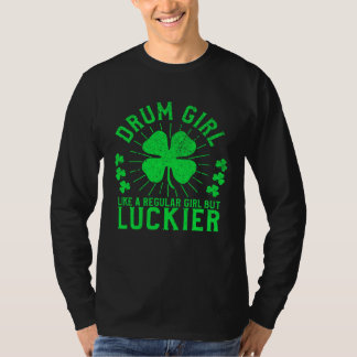 Camiseta Drum Girl St Patrick s Day Female Drummer Drum Pl