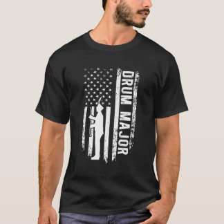 Camiseta Drum Mayor Bandera Americana Marcha Banda Drum Maj