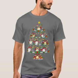 Camiseta Drum Music Lover Xmas Light Drum Árbol de Navidad