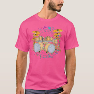 Camiseta Drum Set Music Notes Percusation Drummer Músico D