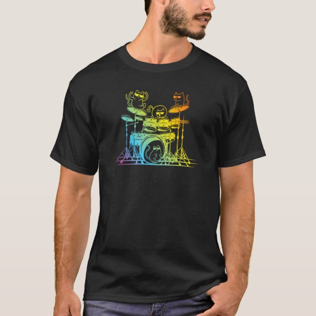 Camiseta Drum Set Player Cats  Drummer Cats (Anverso)