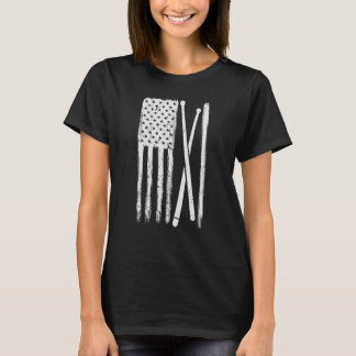 Camiseta Drum Sticks Bandera Estadounidense Drummer Musicia