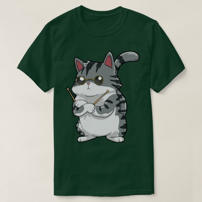 Camiseta Drummer Cat Drumming (Diseño del anverso)