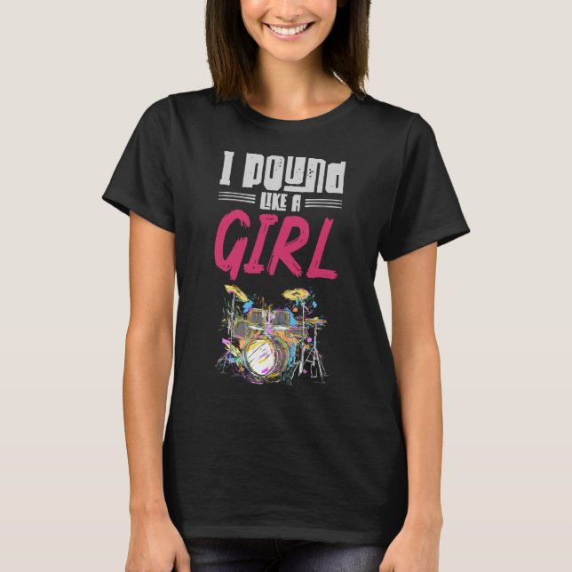 Camiseta Drummer Chica Drumset Female Drum Music Lover (Anverso)