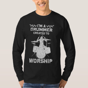 Camiseta Drummer creado para adorar la fe cristiana