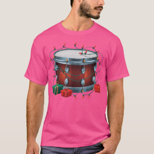 Camiseta Drummer Drum Xmas iluminando Santa Musical Drum Ch
