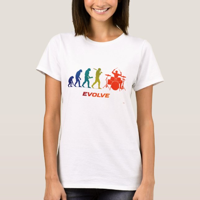 Camiseta Drummer Evolution Silhouette Music Design (Anverso)