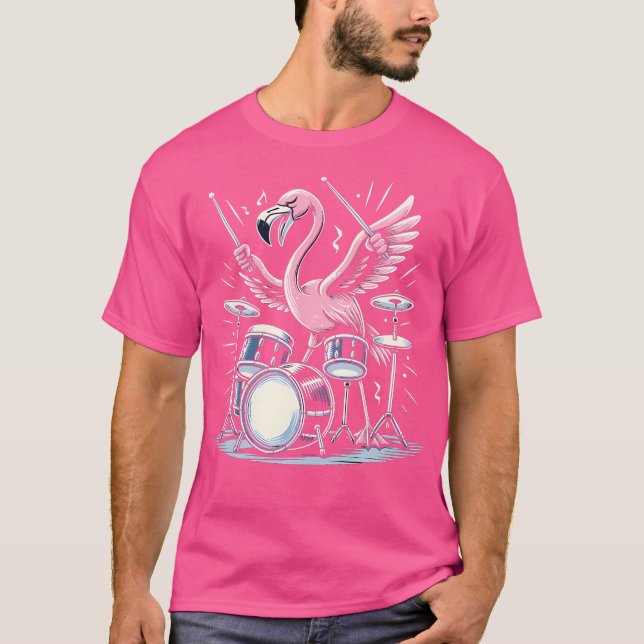 Camiseta Drummer Flamingo Drumming Player Playing Drums (Anverso)