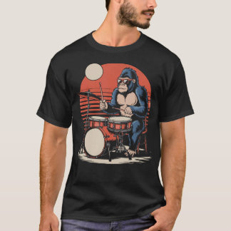 Camiseta Drummer Gorilla Playing Drums Cool Design For Men 