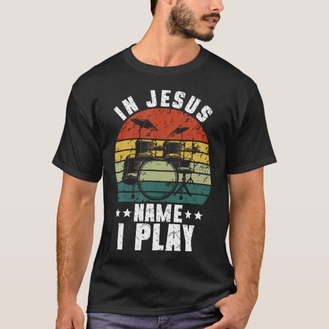 Camiseta Drummer Jesus Drumming Drums Percussion Faith Chri (Anverso)