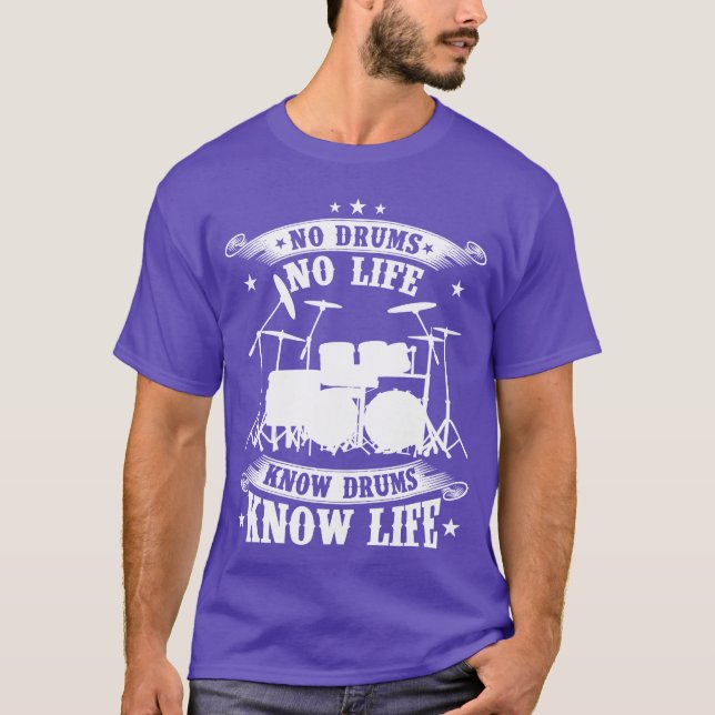 Camiseta Drummer No drums no life Know drums know life (Anverso)