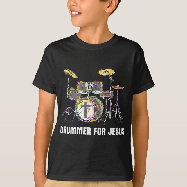 Camiseta Drummer para Jesús - Músico de banda cristiana Wor (Anverso)