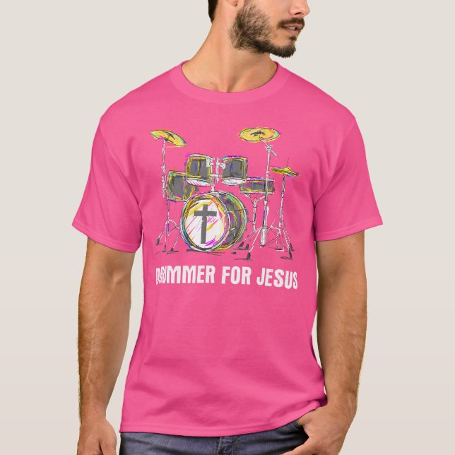 Camiseta Drummer para Jesús - Músico de banda cristiana Wor (Anverso)