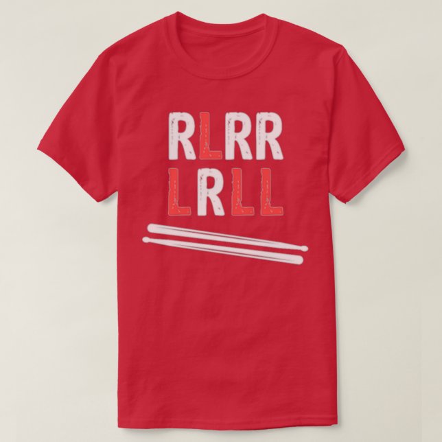 Camiseta Drummer Paradiddle Sticks Drum RLRR LRLL Design  (Diseño del anverso)