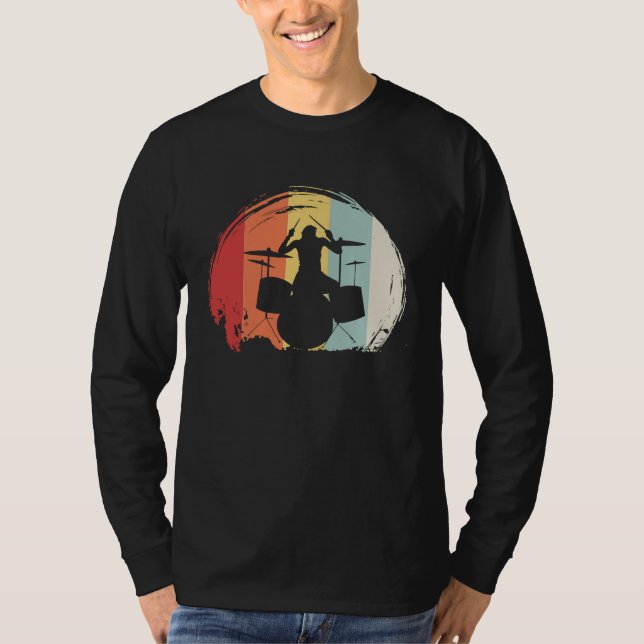 Camiseta Drummer Retro 60s 70s Style Drum Set (Anverso)