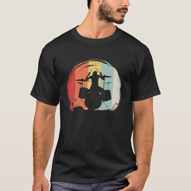 Camiseta Drummer Retro 60s 70s Style Drum Set (Anverso)
