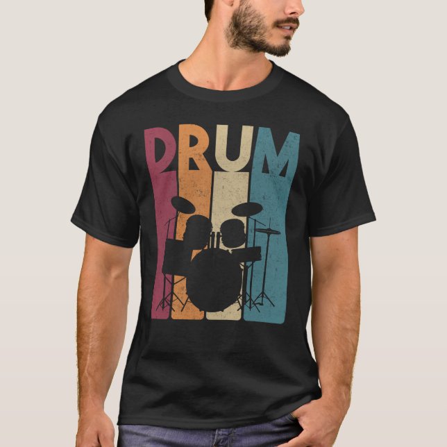 Camiseta Drummer retro de música rock vintage Set (Anverso)