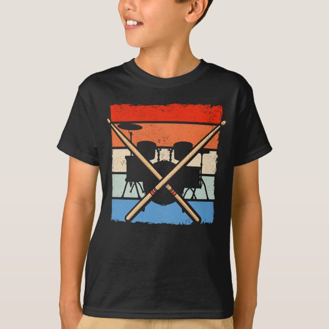 Camiseta Drummer Retro Drum Sticks Music Lover (Anverso)