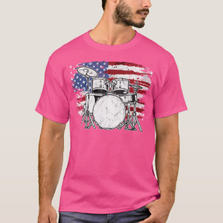 Camiseta Drummer Set Drum Drums Bandera Estadounidense 4 De