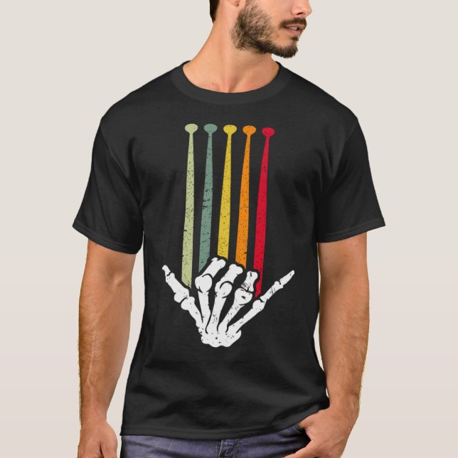 Camiseta Drummer Skeleton DrumStick Rock Music Drums Retro  (Anverso)