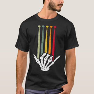 Camiseta Drummer Skeleton DrumStick Rock Music Drums Retro