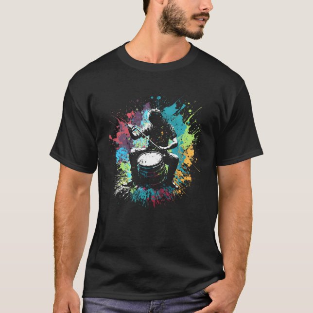 Camiseta Drummer Splash Drummer Percussion Colorful Drummer (Anverso)