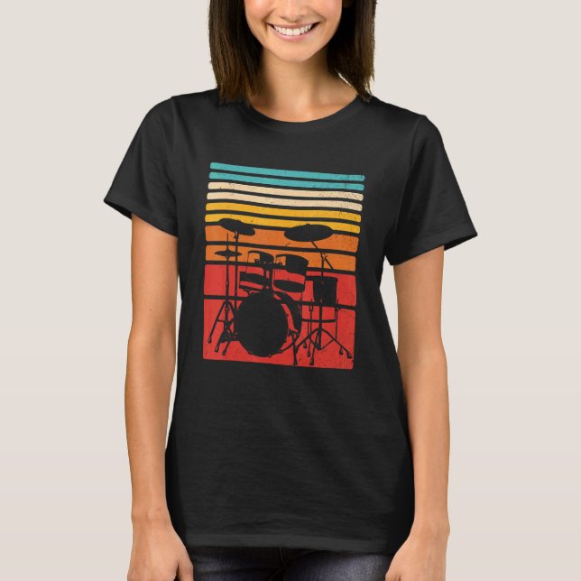 Camiseta Drummer Vintage Percusing Music Lover Retro Drum (Anverso)