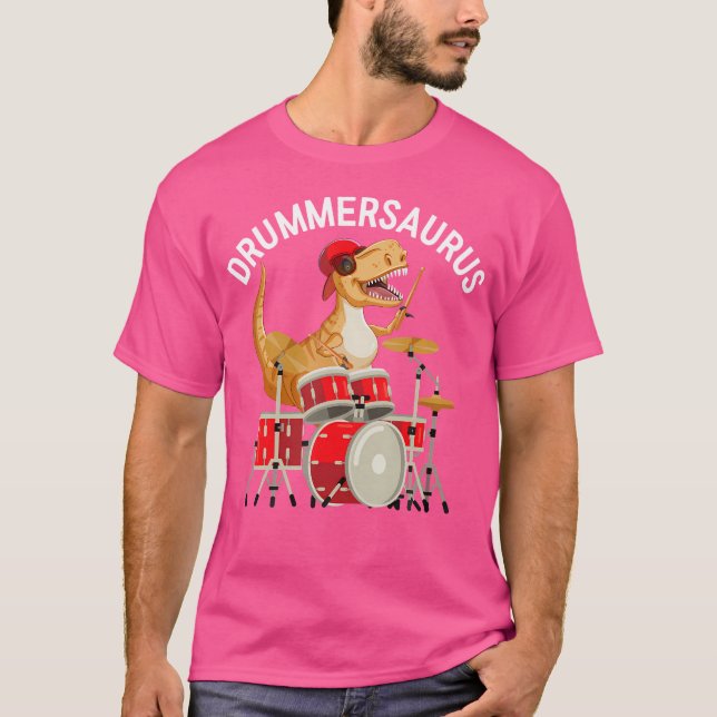 Camiseta Drummersaurus Dinosaurio Músico T Rex Jugando Drum (Anverso)