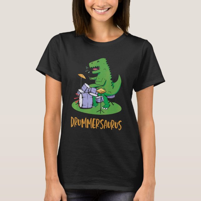 Camiseta Drummersaurus Drummer Set Music (Anverso)
