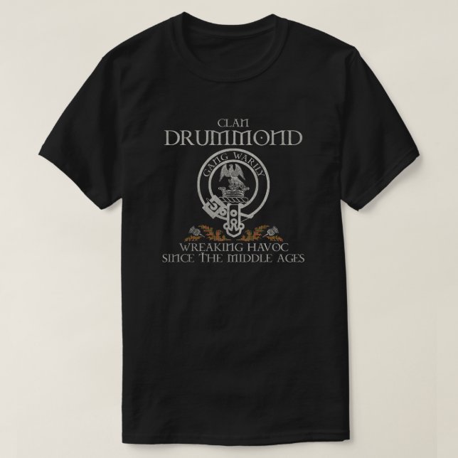 Camiseta Drummond de Strathallan Clan escudo escocés Surnam (Diseño del anverso)