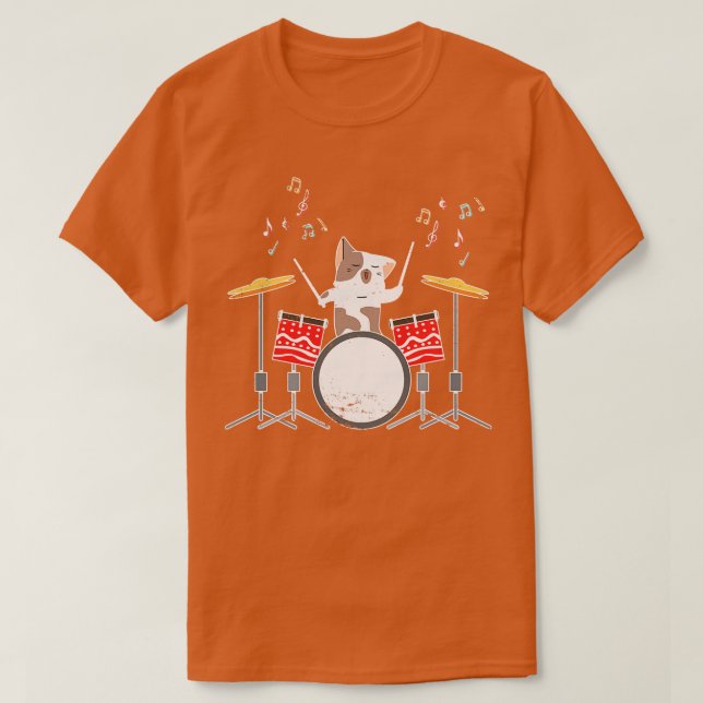 Camiseta Drums de gato de tambor (Diseño del anverso)