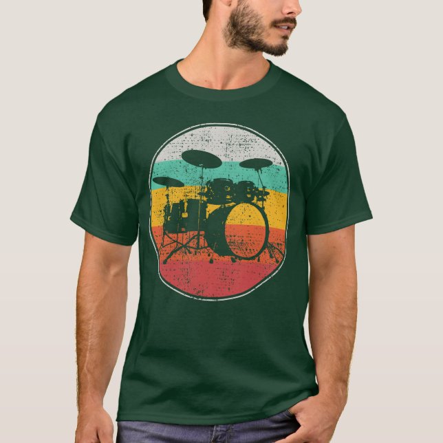 Camiseta Drums Drummer Band Drumset Retro Vintage friend (Anverso)
