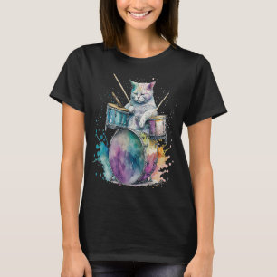 Camiseta Drums Drummer Cat 4