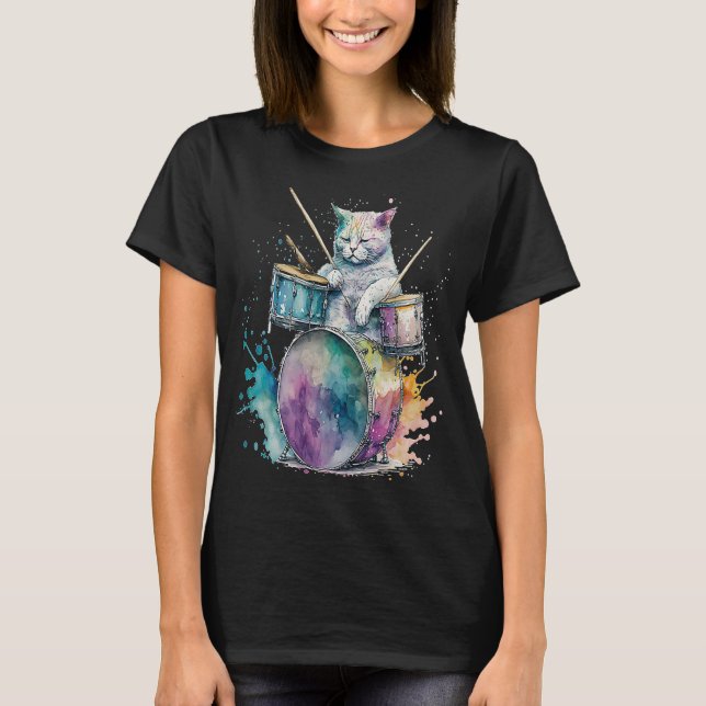 Camiseta Drums Drummer Cat 4 (Anverso)