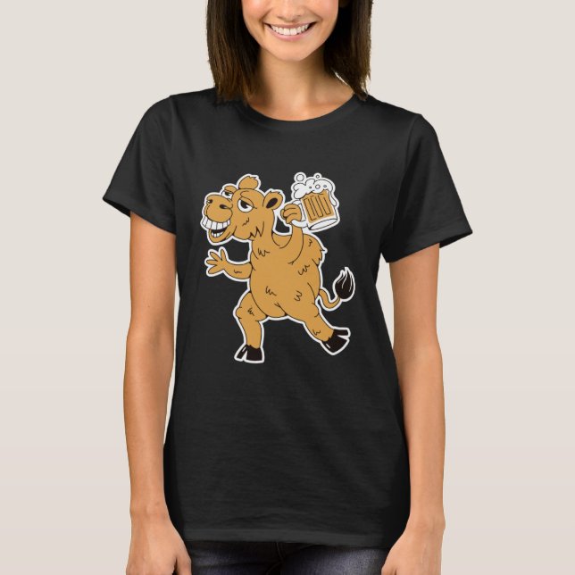 Camiseta Drunk brown camel with beer for party holidays (Anverso)