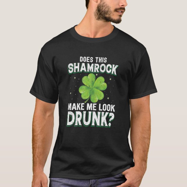 Camiseta Drunk Shamrock St. Patricks Day Funny Mens Womens (Anverso)