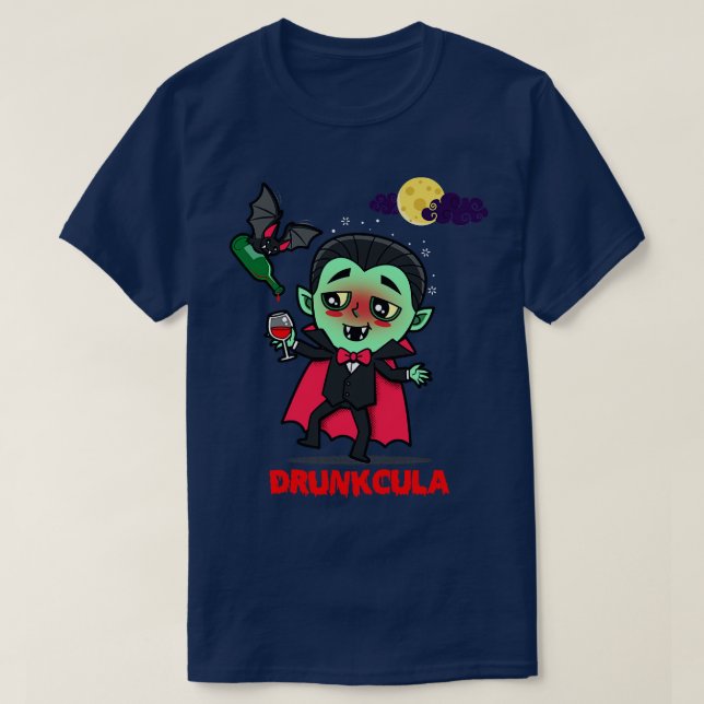 Camiseta Drunkcula Funny Cute Drunk Dracula Vampire Hallowe (Diseño del anverso)