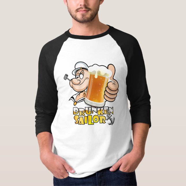 Camiseta Drunken Sailor | Hombres 3/4 Sleeve Raglan (Anverso)