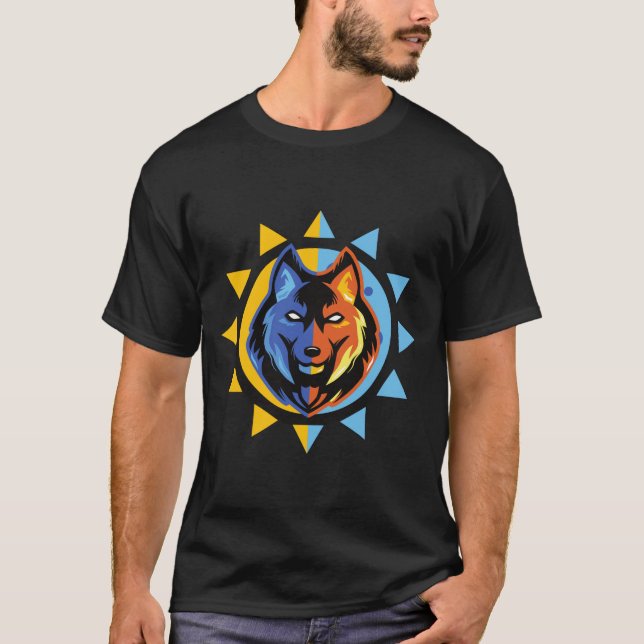 Camiseta Dual Color Wolf Graphic T-Shirt  (Anverso)