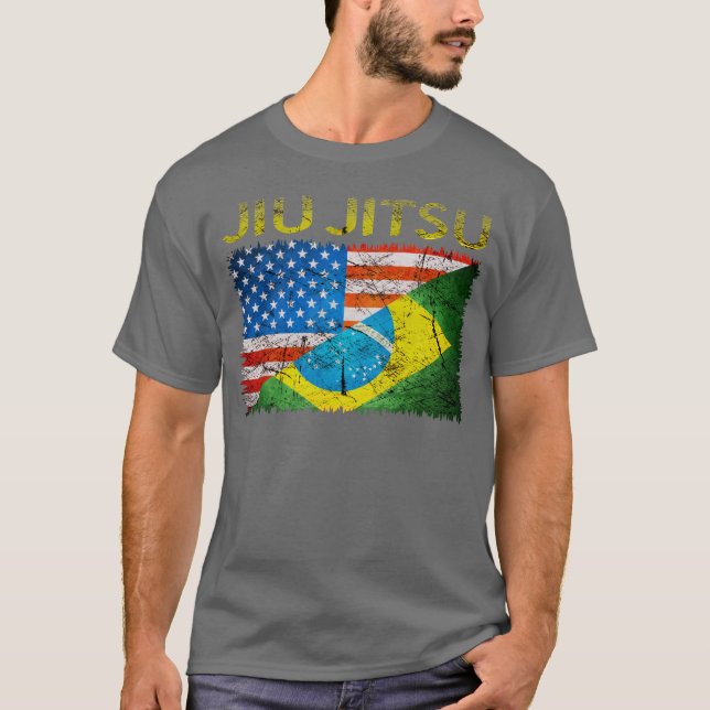 Camiseta dual de las banderas de Jiu Jitsu del (Anverso)