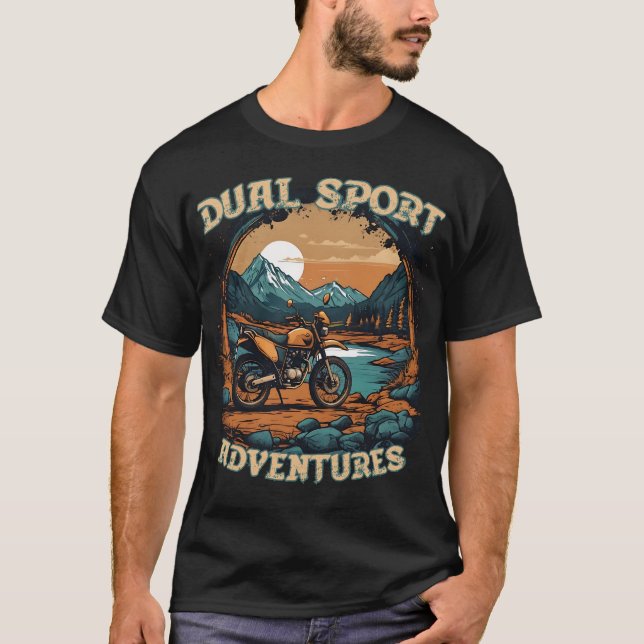 Camiseta DUAL SPORT ADVENTURAS moto de estilo retro fresco (Anverso)