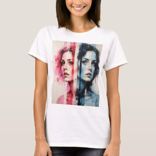 Camiseta Dualidad roja y azul - Retratos gemelos en St Resu