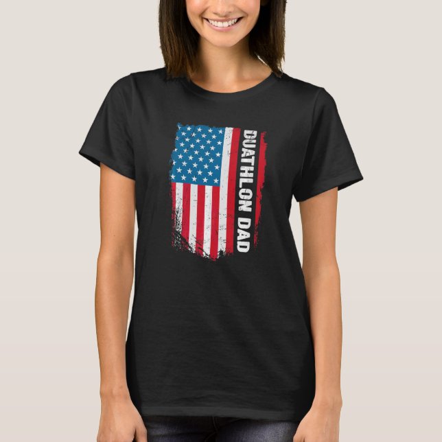 Camiseta Duathlon Dad America Us Flag Patriot Vintage (Anverso)